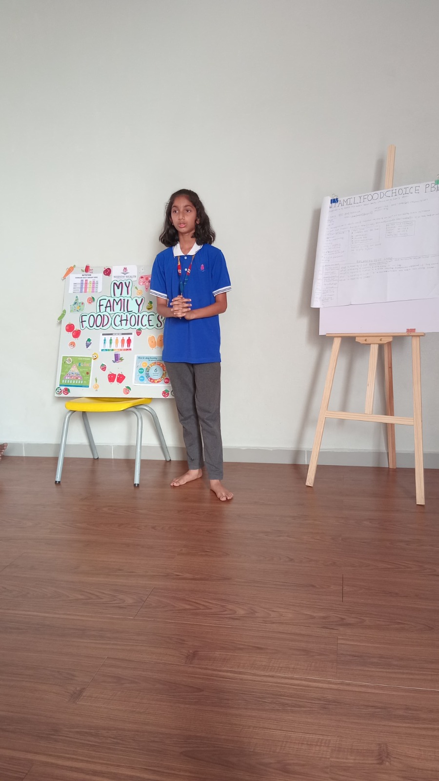 Student presenting her Project-Based Learning project on family food choices